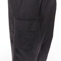 TIBI black crinkle effect nylon pocketed cargo wide pants US6 M