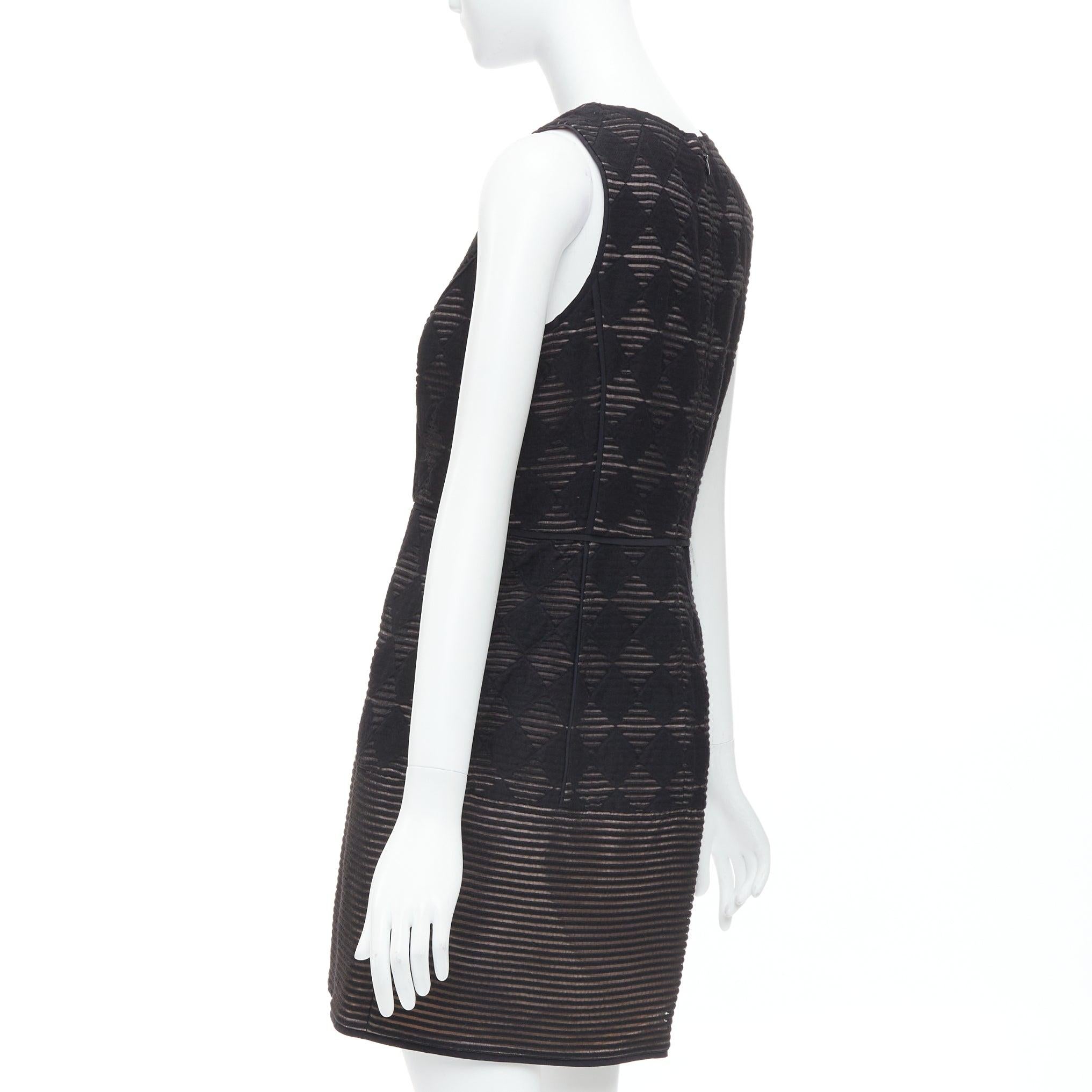 TIBI Schwarzes diamant kariertes, besticktes, ausgestelltes, ausgestelltes Kleid mit Streifen US4 S im Angebot 2