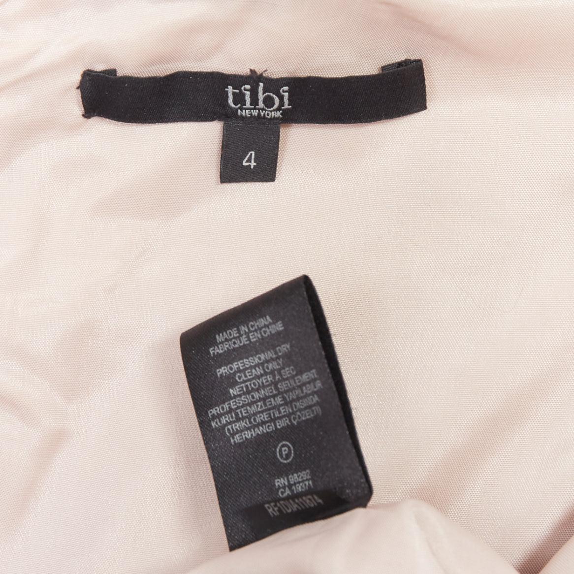 TIBI Schwarzes diamant kariertes, besticktes, ausgestelltes, ausgestelltes Kleid mit Streifen US4 S im Angebot 4