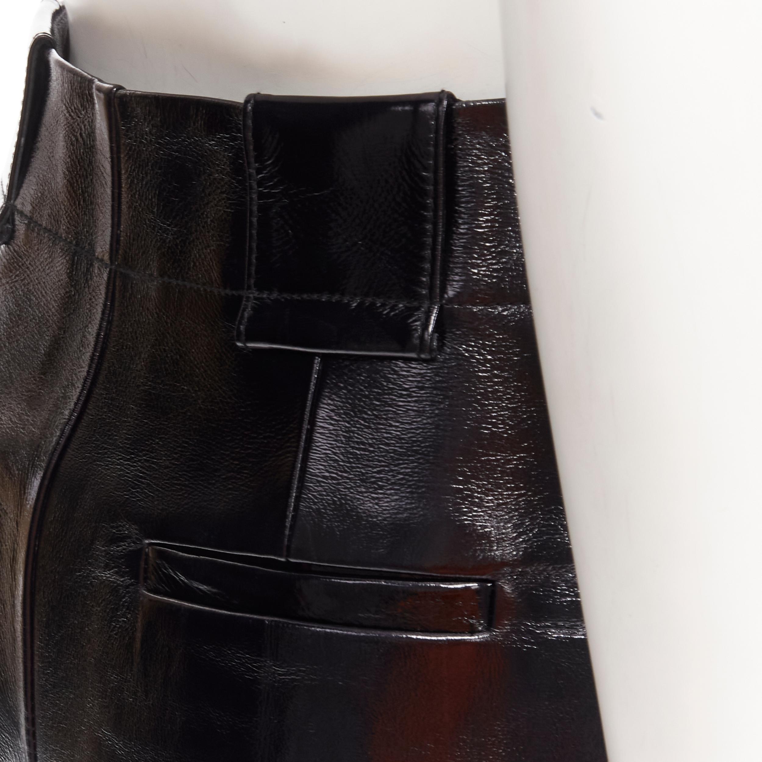 TIBI black patent lambskin leather high waist paneled shorts US0 XS For Sale 3