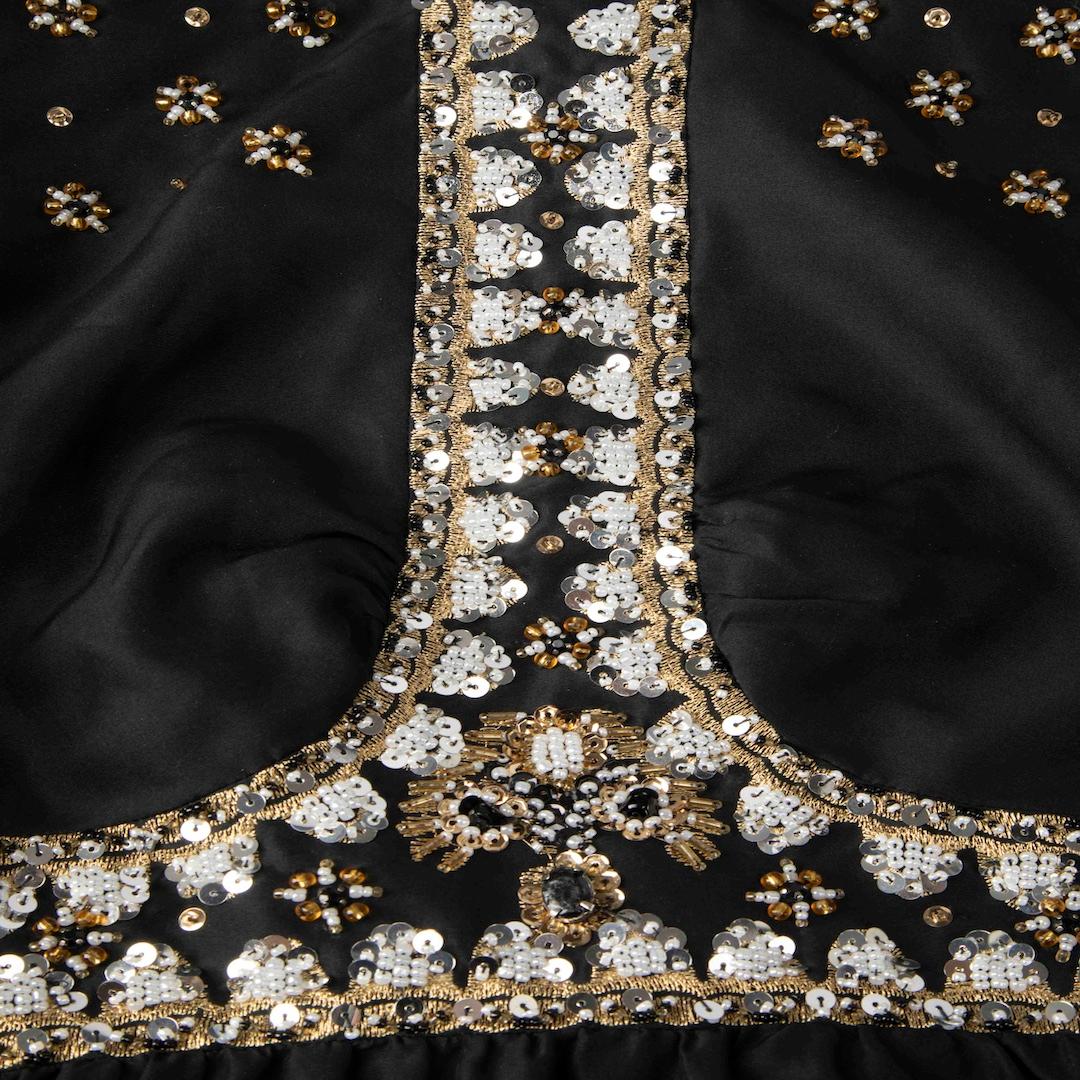 Tibi Black Silk Beaded & Sequinned Dress Size S In Good Condition For Sale In London, GB