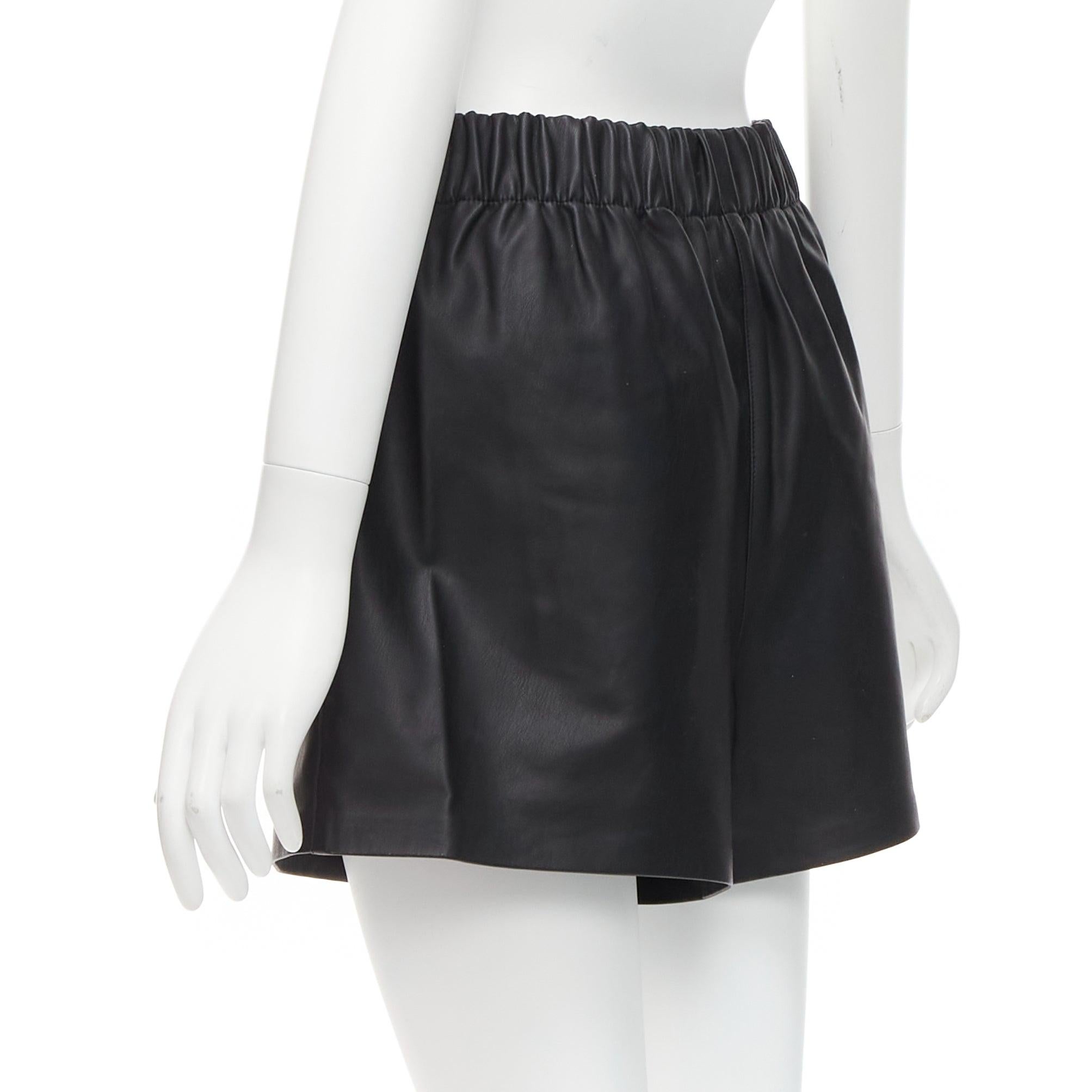 TIBI black vegan leather elasticated waist pocketed mini shorts XS For Sale 2