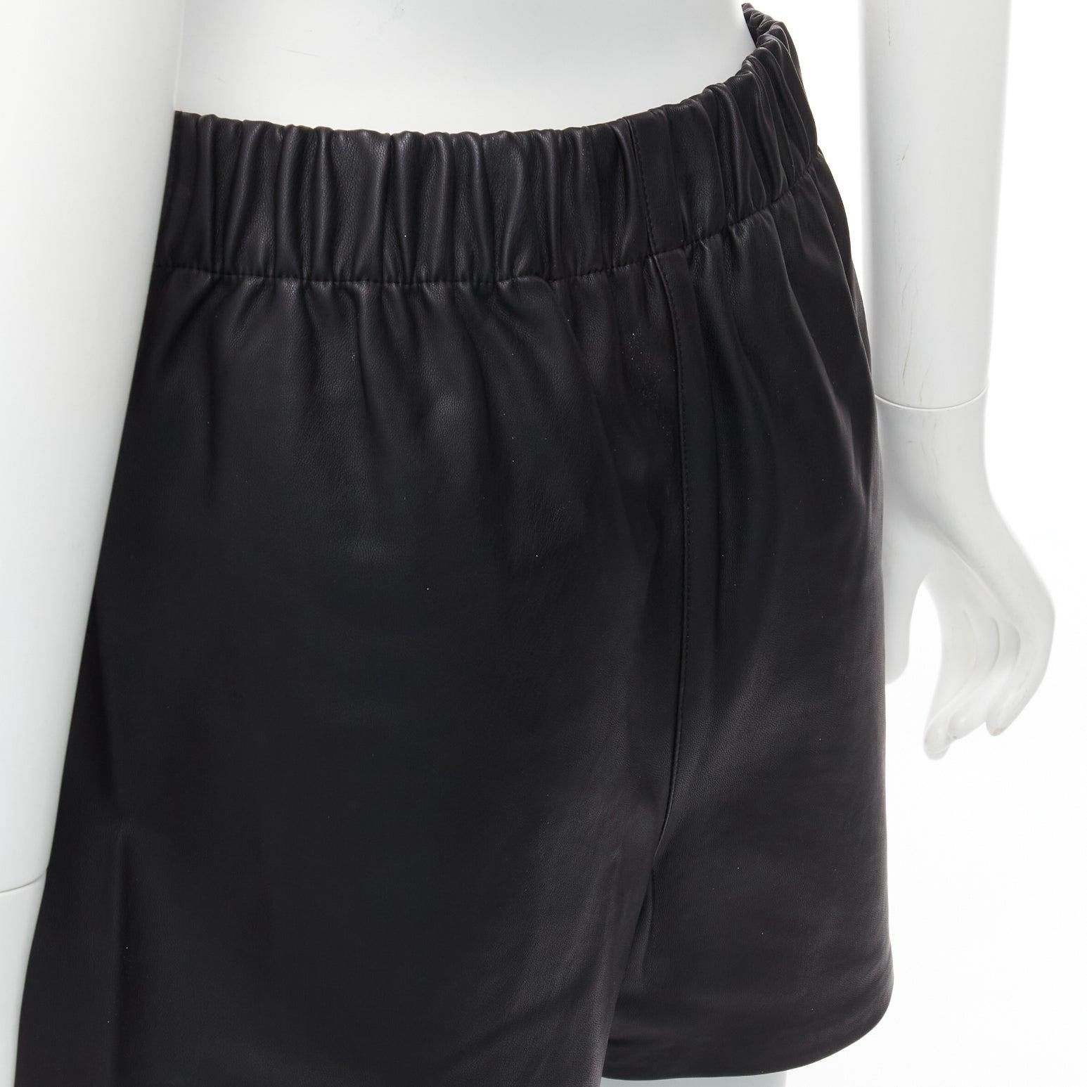 TIBI black vegan leather elasticated waist pocketed mini shorts XS For Sale 3