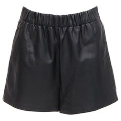 TIBI mini shorts negros de cuero vegano con cintura elástica y bolsillos XS