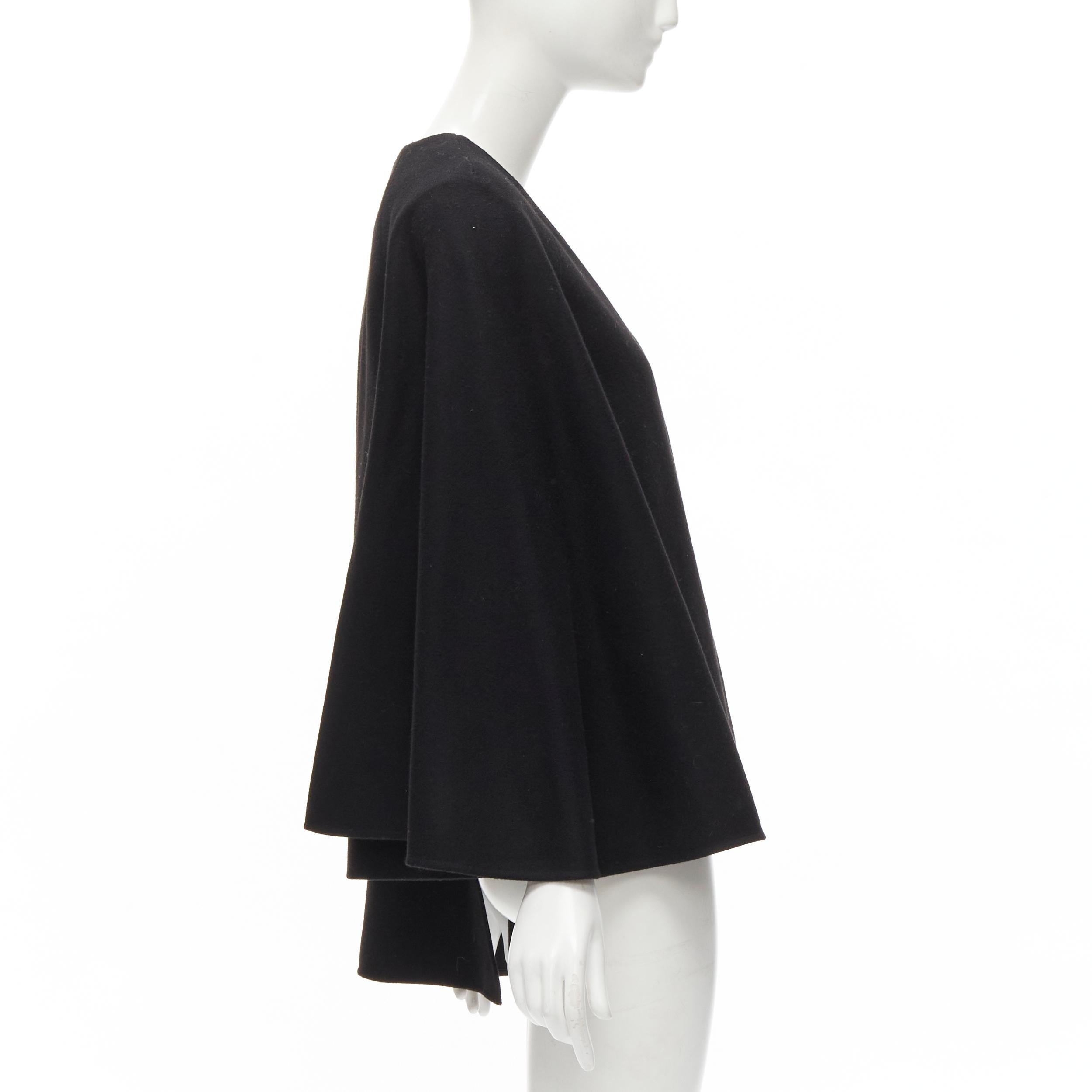 TIBI black virgin wool blend asymmetric cape sleeve button blazer jacket S In Excellent Condition For Sale In Hong Kong, NT