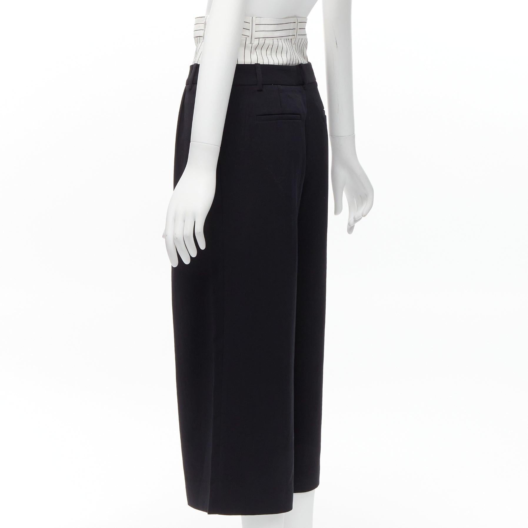 TIBI black white tiered pinstripe double layered waist wide leg pants US0 XS For Sale 1