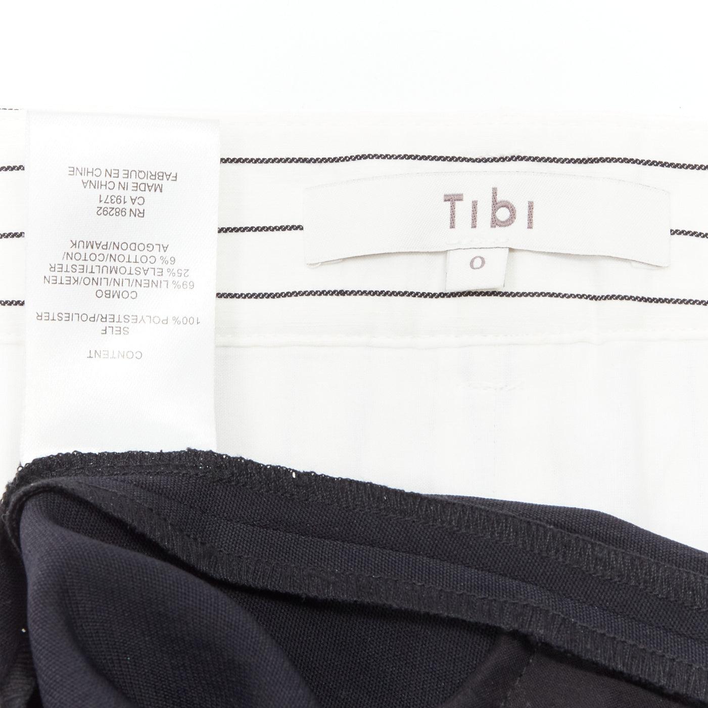 TIBI black white tiered pinstripe double layered waist wide leg pants US0 XS For Sale 3