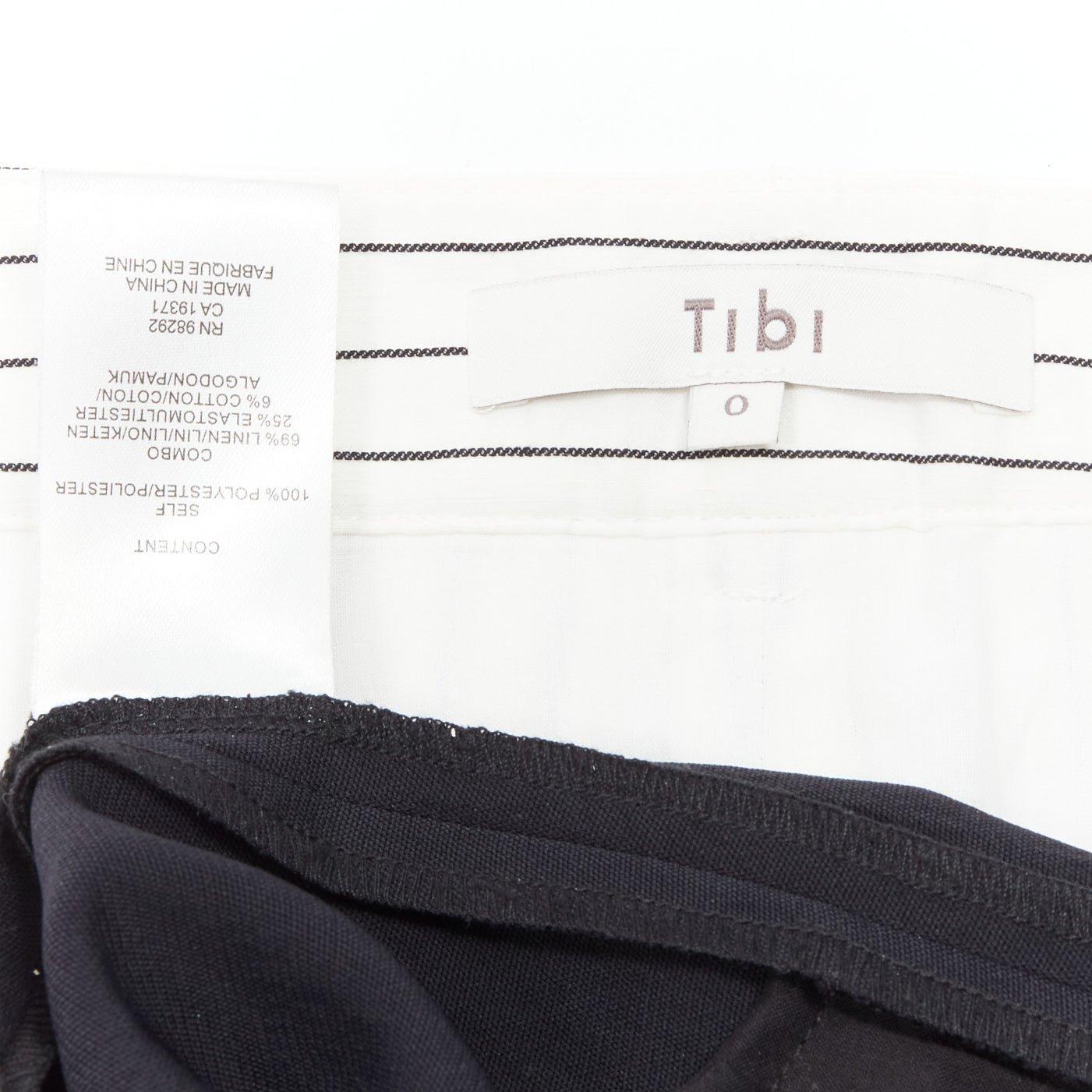 TIBI black white tiered pinstripe double layered waist wide leg pants US0 XS For Sale 3