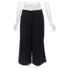 TIBI black white tiered pinstripe double layered waist wide leg pants US0 XS
