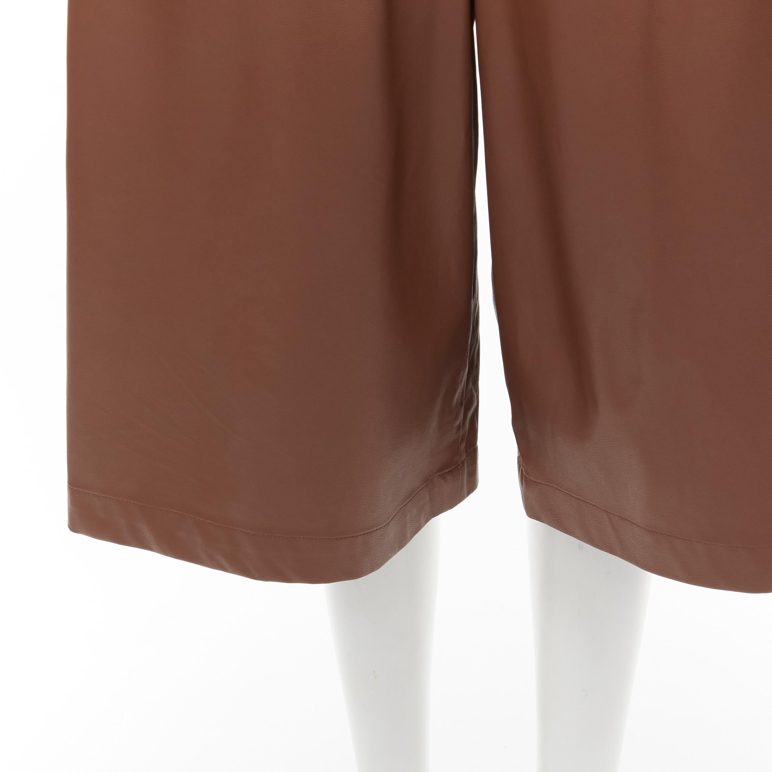 TIBI brown faux leather boxy fit shirt culotte wide shorts S For Sale 5