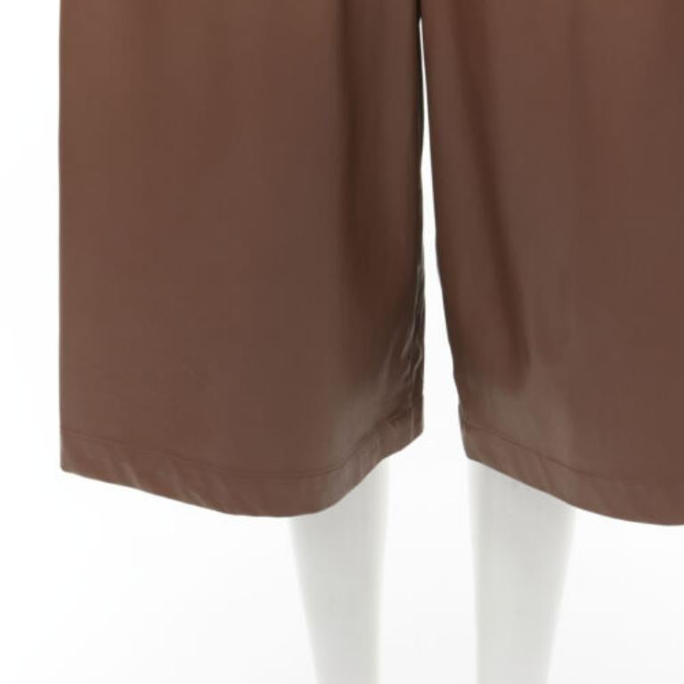 TIBI brown faux leather boxy fit shirt culotte wide shorts S For Sale 5