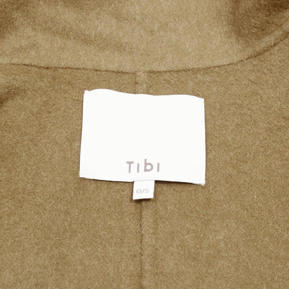 TIBI brown virgin wool angora cape sleeve high collar coat US0 XS For Sale 5