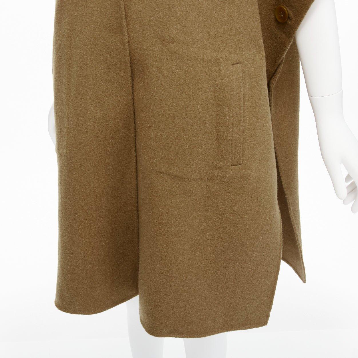 TIBI brown virgin wool angora cape sleeve high collar coat US0 XS For Sale 5