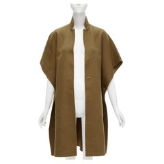 TIBI brown virgin wool angora cape sleeve high collar coat US0 XS