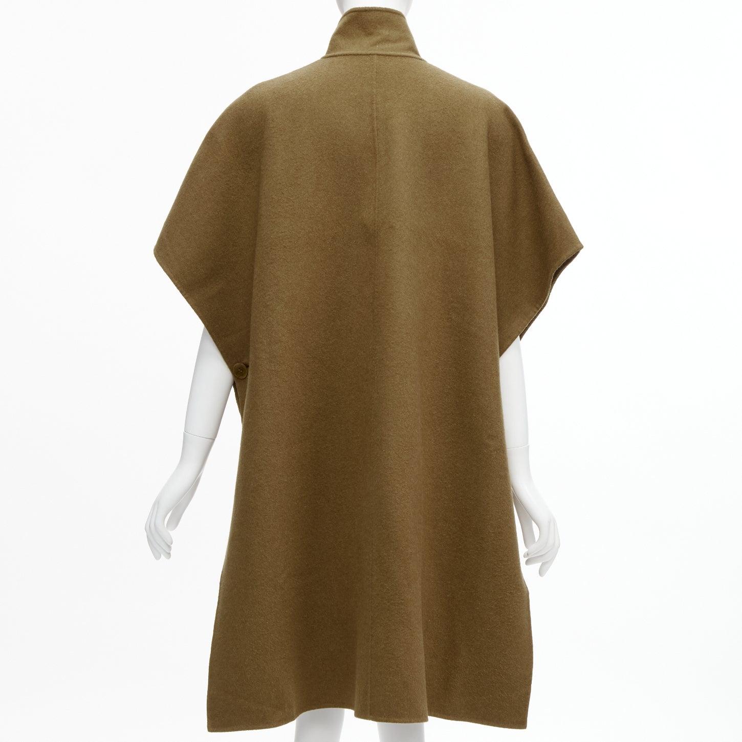 Women's TIBI brown virgin wool angora cape sleeve high collar coat US0 XS For Sale