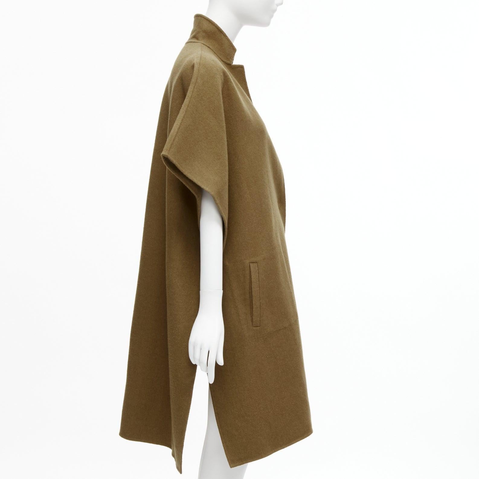 Women's TIBI brown virgin wool angora cape sleeve high collar coat US0 XS For Sale