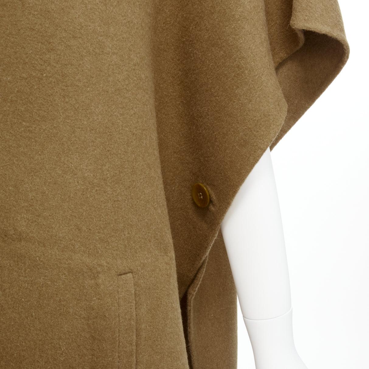 TIBI brown virgin wool angora cape sleeve high collar coat US0 XS For Sale 2