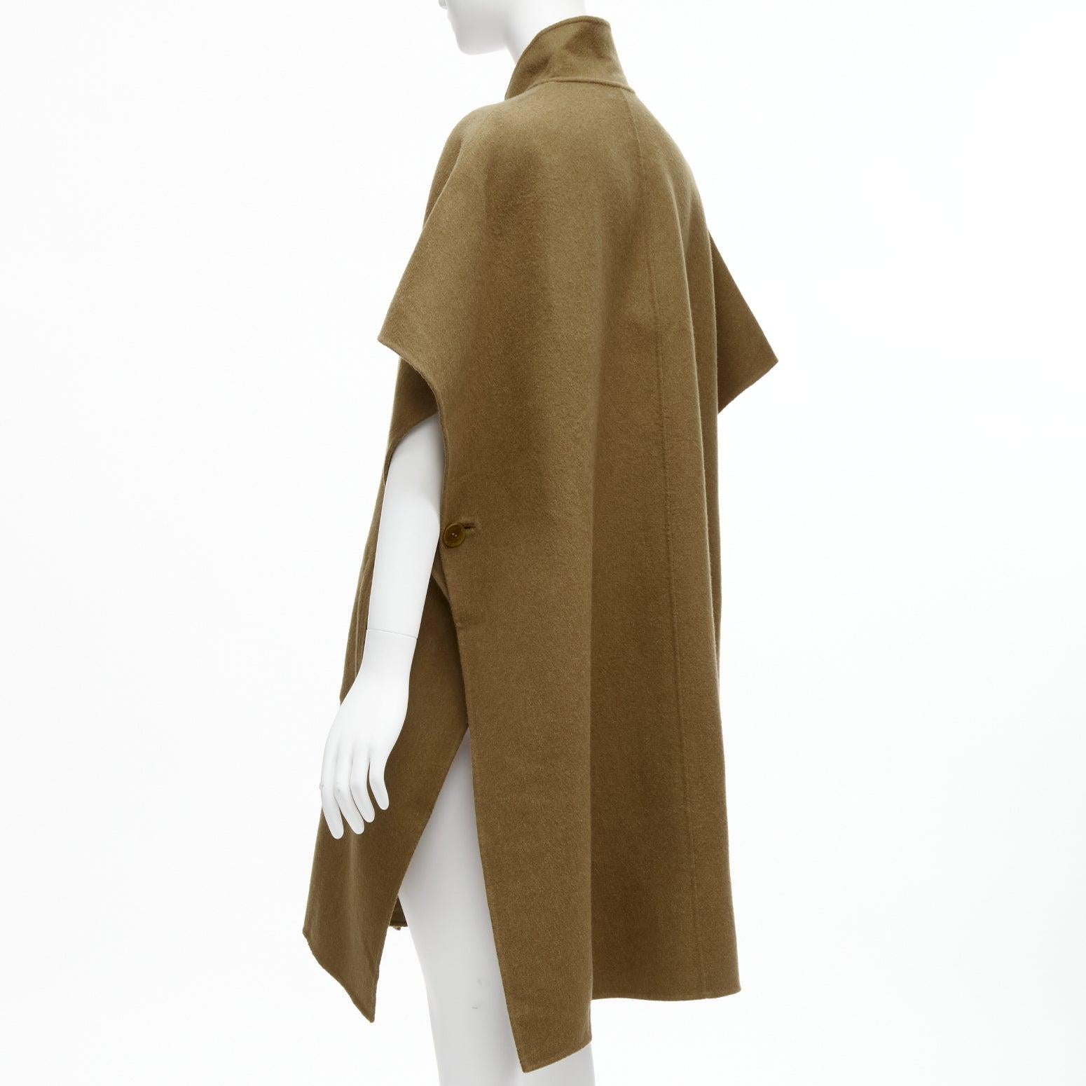 TIBI brown virgin wool angora cape sleeve high collar coat US0 XS For Sale 2