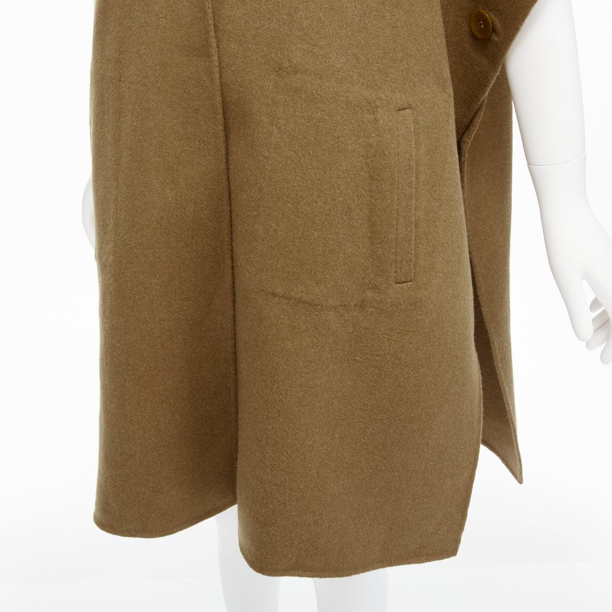 TIBI brown virgin wool angora cape sleeve high collar coat US0 XS For Sale 4