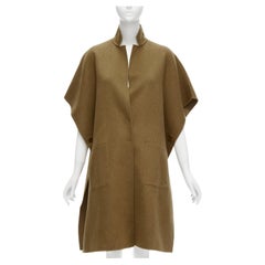 Tibi - Manteau à manches cape et col montant en laine vierge angora marron US0 XS