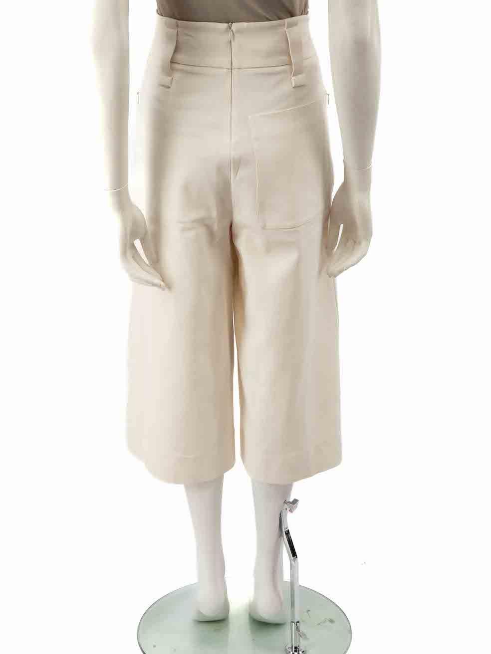 Tibi Cream Wide Leg Cropped Trousers Size XS In Excellent Condition For Sale In London, GB