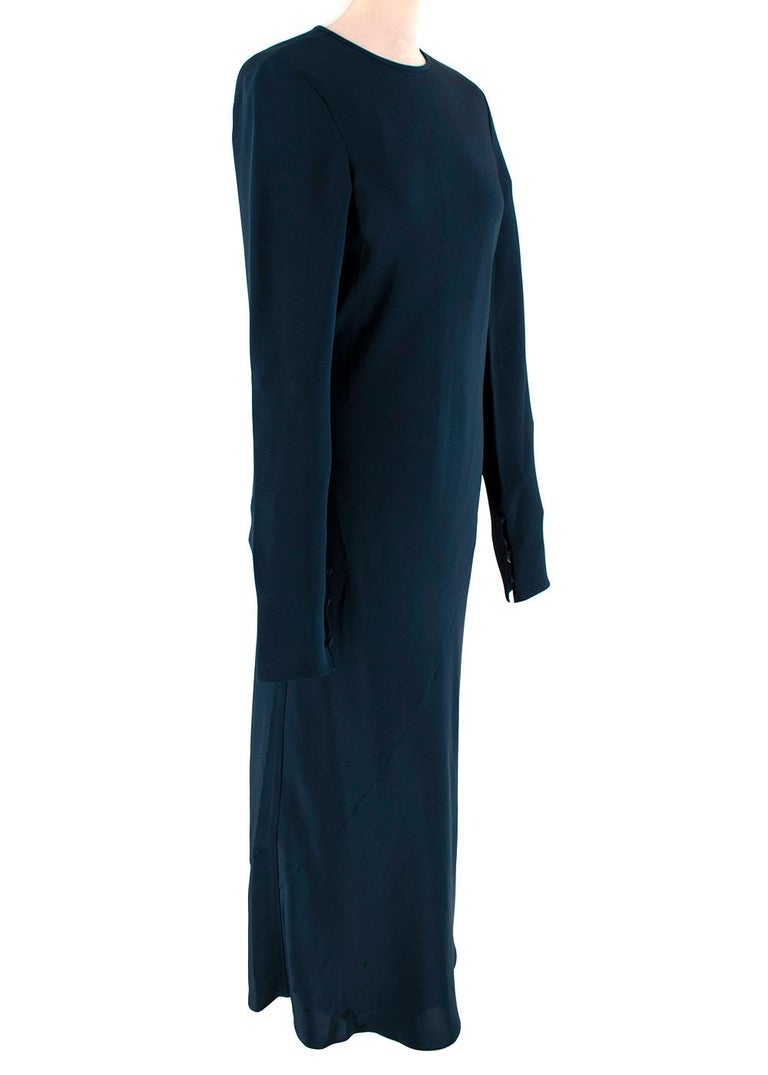 Black Tibi Dark Blue Midi Silk Dress with Sheer Back - Size US 4