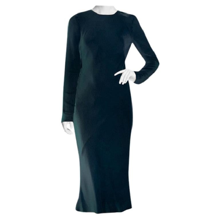 Tibi Dark Blue Midi Silk Dress with Sheer Back - Size US 4