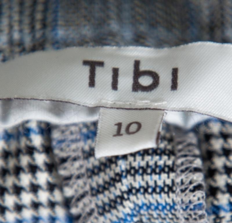 Tibi Grey Cooper Plaid Wool & Silk Joggers L For Sale 1