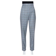 Tibi Grey Cooper Plaid Wool & Silk Joggers L