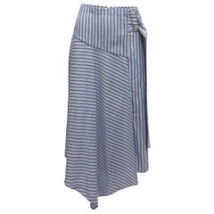 Tibi Light Blue & Multicolor Striped Midi Skirt