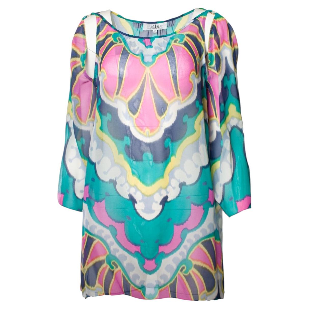 Tibi, blusa transparente multicolor