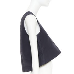 Tibi - Top crop à col en V dans le dos, en faille de soie marine avec boucle argentée US0 XS