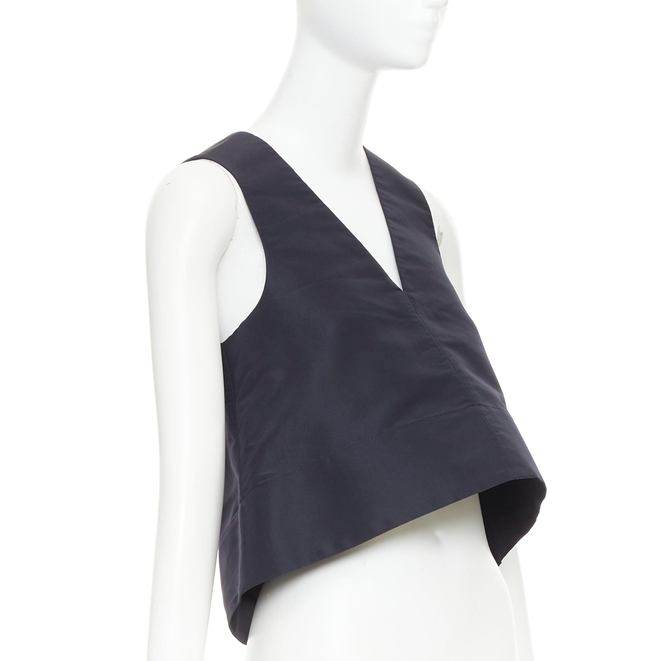 Tibi, top in faille di seta navy con cinturino con fibbia d'argento con scollo a V US0 XS In condizioni ottime in vendita a Hong Kong, NT