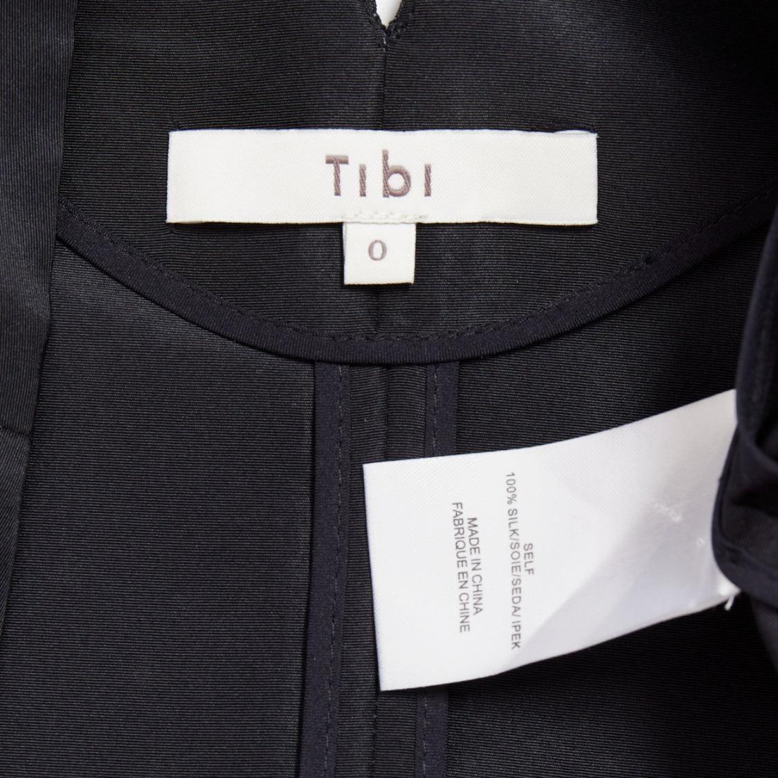 Tibi, top in faille di seta navy con cinturino con fibbia d'argento con scollo a V US0 XS in vendita 3