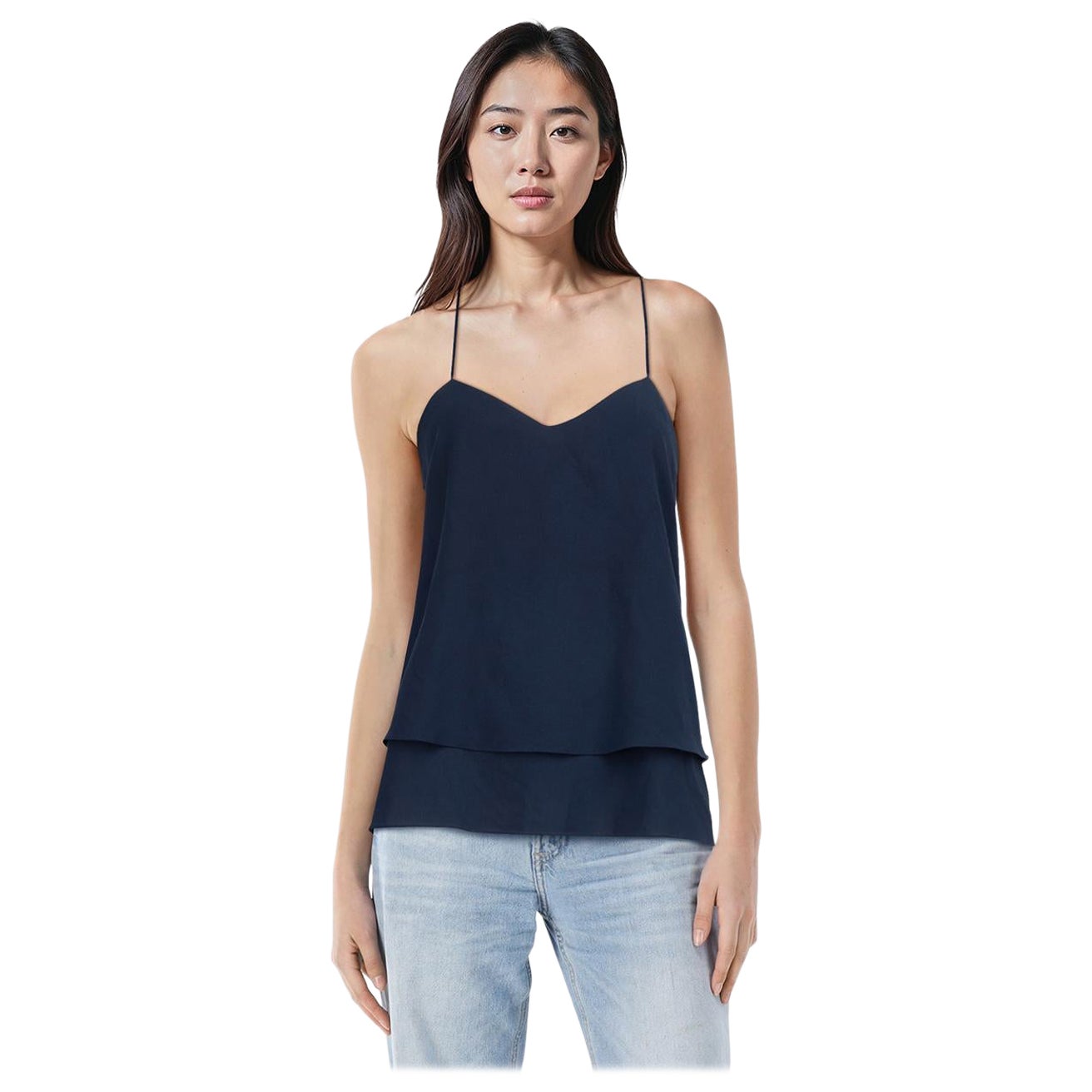 Tibi Navy V Neck Tank Top Size M