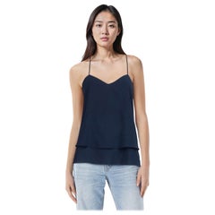 Tibi Navy V Neck Tank Top Size M