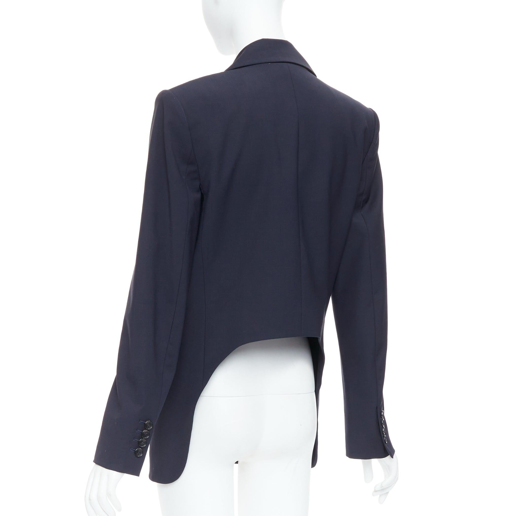 Tibi, giacca blazer doppiopetto imbottita in misto lana navy US2 S in vendita 2
