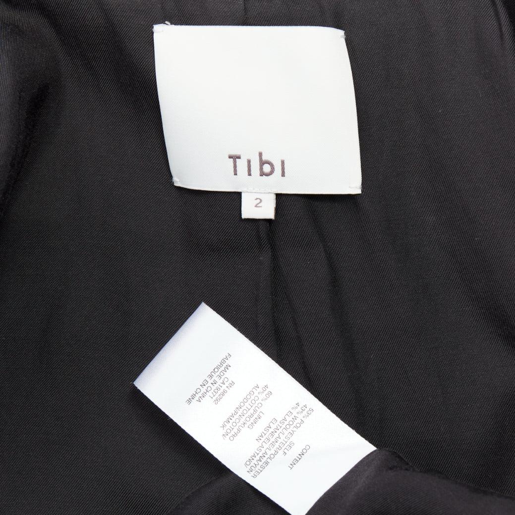 Tibi, giacca blazer doppiopetto imbottita in misto lana navy US2 S in vendita 4