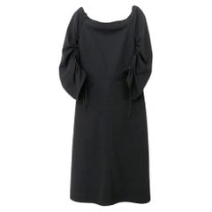 Tibi Off The Shoulder Black A-Line Midi Dress