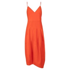 Tibi Orange Sleeveless Asymmetric Midi Dress Size M