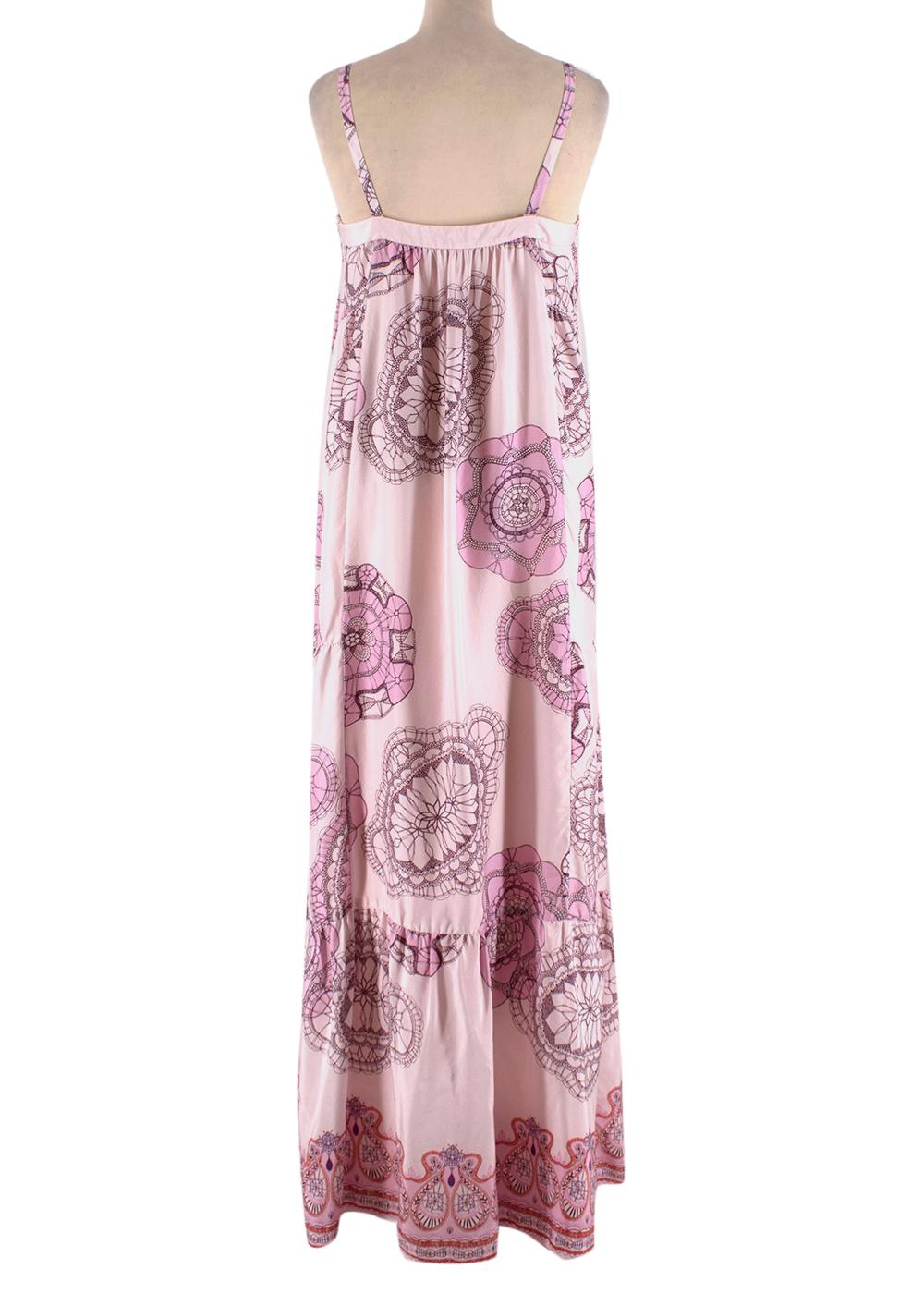 Tibi Pink Floral Patterned Maxi Dress 4 For Sale 2