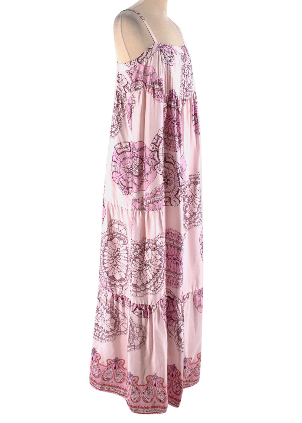Tibi Pink Floral Patterned Maxi Dress 4 For Sale 1