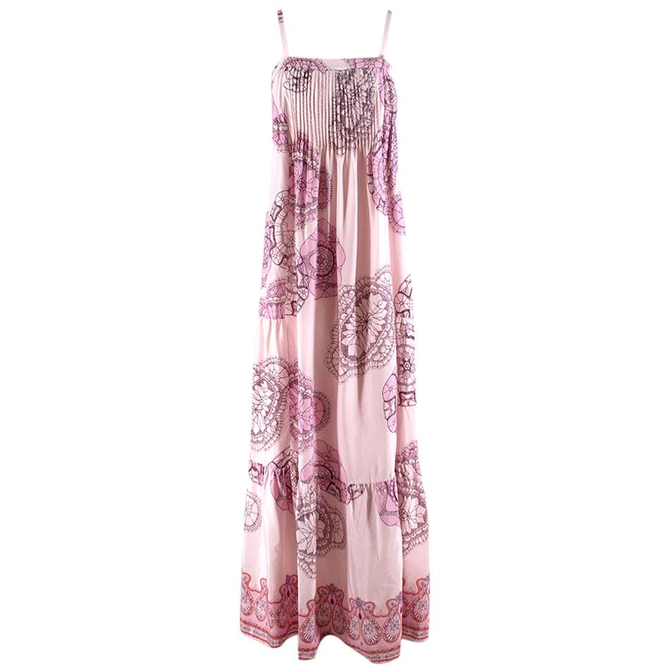 Tibi Pink Floral Patterned Maxi Dress 4 For Sale