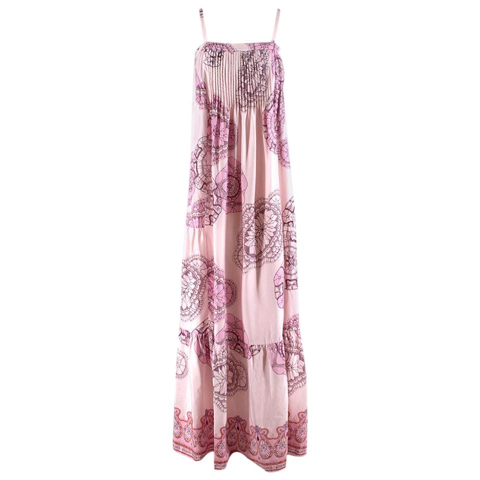 Tibi Pink Floral Patterned Maxi Dress - Size US 4 For Sale