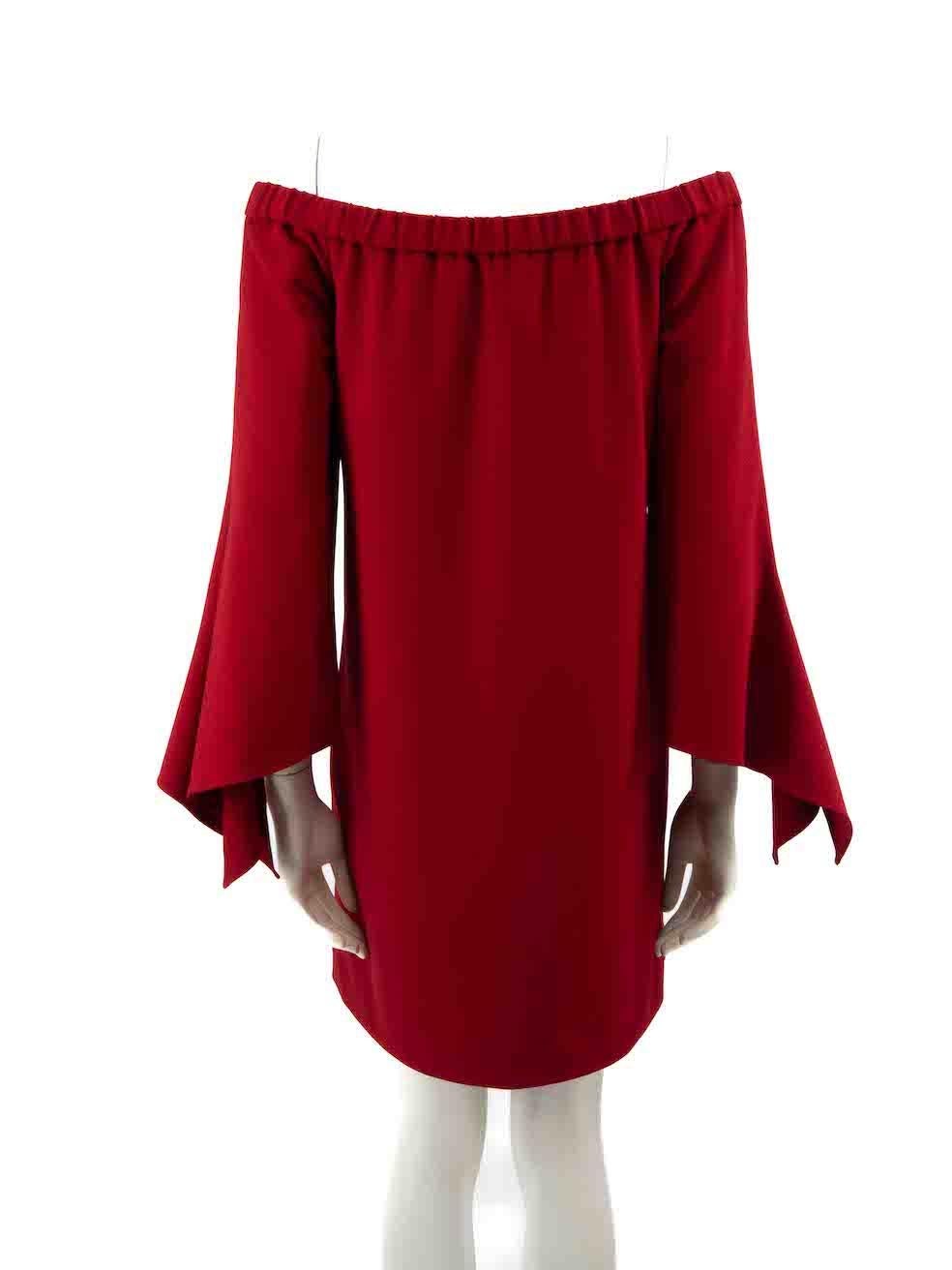 Tibi Red Off the Shoulder Mini Dress Size S In Good Condition For Sale In London, GB