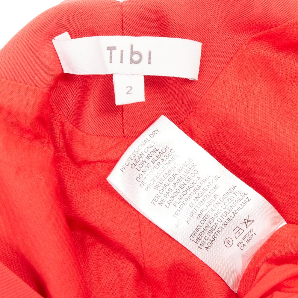 TIBI mini vestido satinado rojo de media manga con corte en V en la espalda US2 S en venta 3