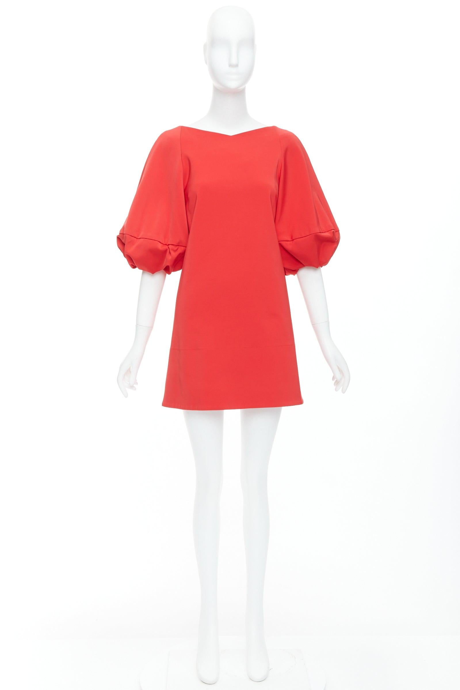 TIBI mini vestido satinado rojo de media manga con corte en V en la espalda US2 S en venta 4