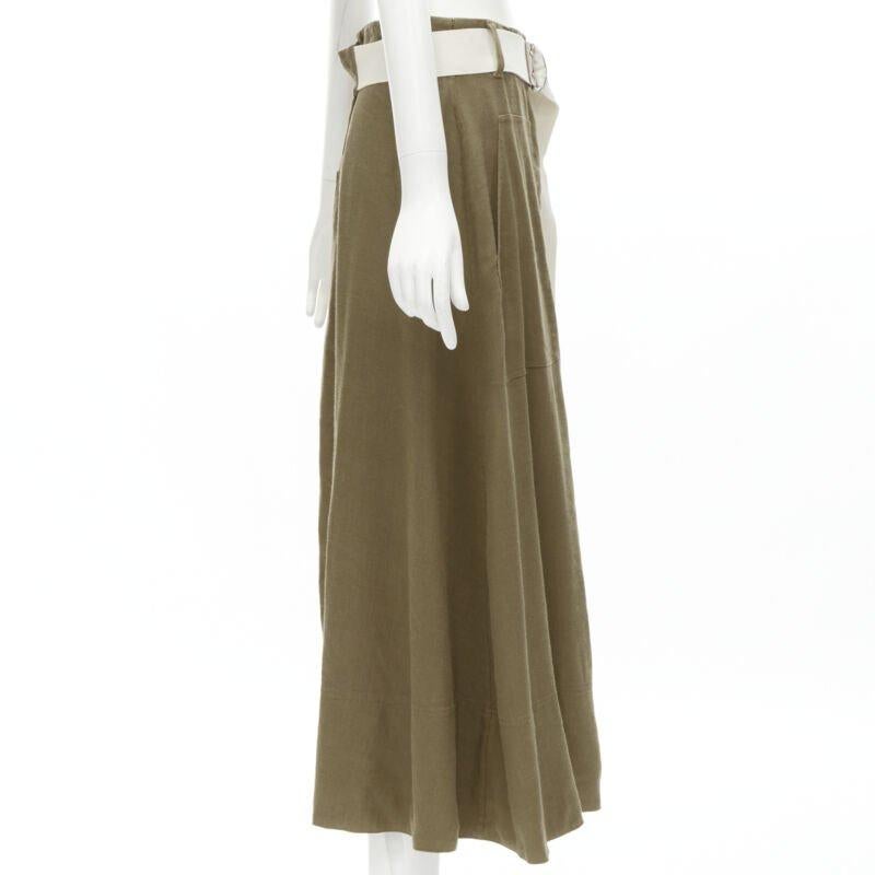 TIBI safari marrone in misto lino con cintura e gonna midi US6 S In condizioni ottime in vendita a Hong Kong, NT