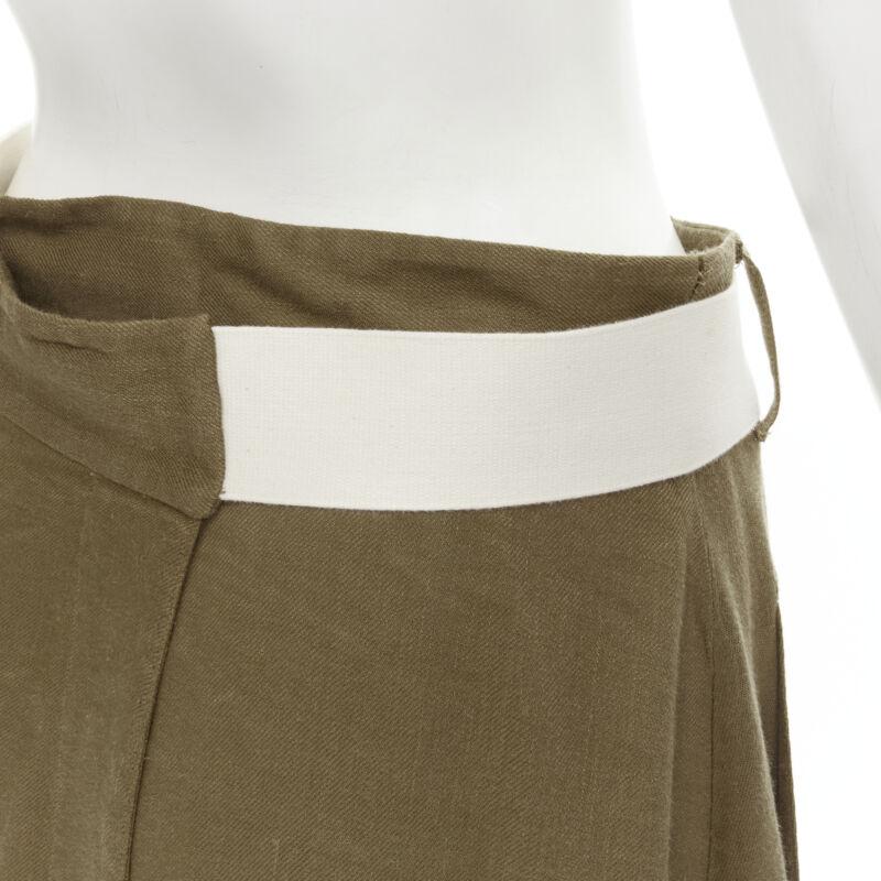 TIBI safari marrone in misto lino con cintura e gonna midi US6 S in vendita 2