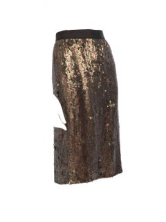 Tibi Silk Sequinned Knee-length Straight Skirt Size S